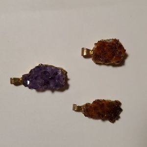 Amethyst & Citrine Cluster Pendants